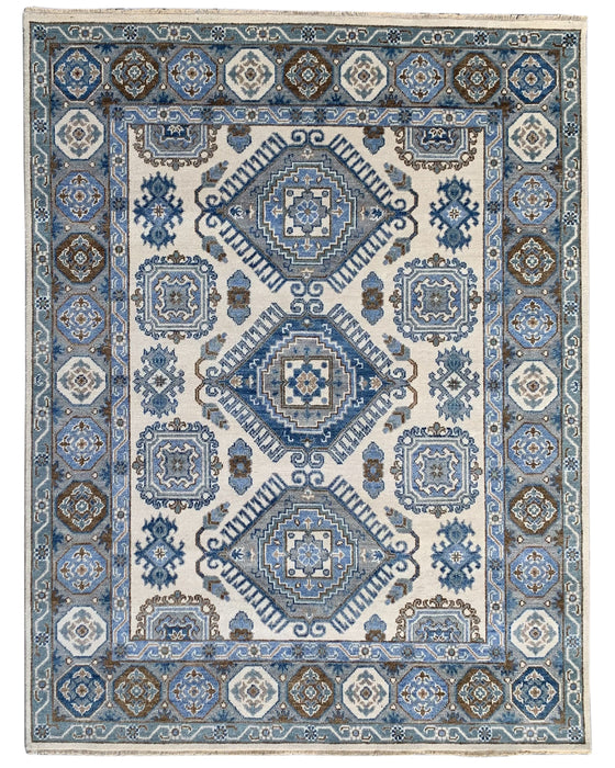 EORC Ivory/Silver Hand Knotted Wool Kazak Collection Rug