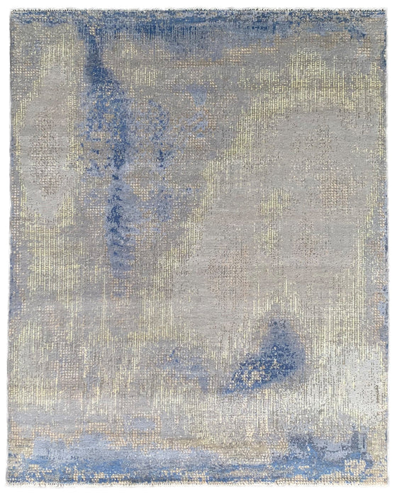 EORC Gray/Steal Blue Hand Knotted Wool Knot Rug