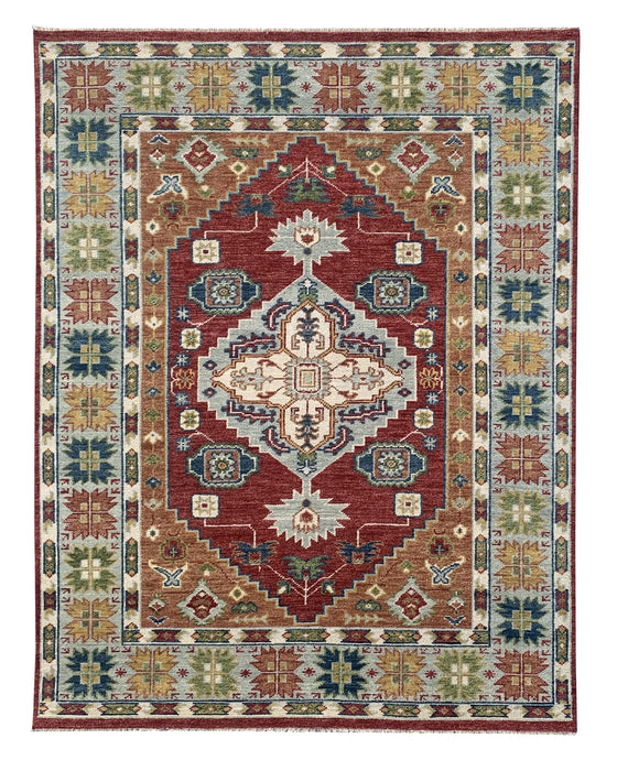 EORC Red/Light Gray Hand Knotted Wool Serapi Rug