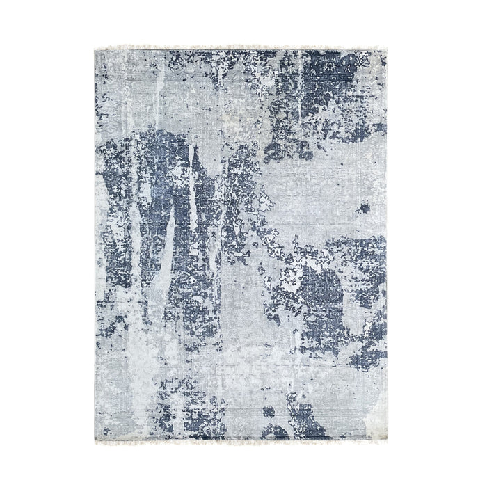 EORC Ivory/Blue Hand Knotted Wool Rug