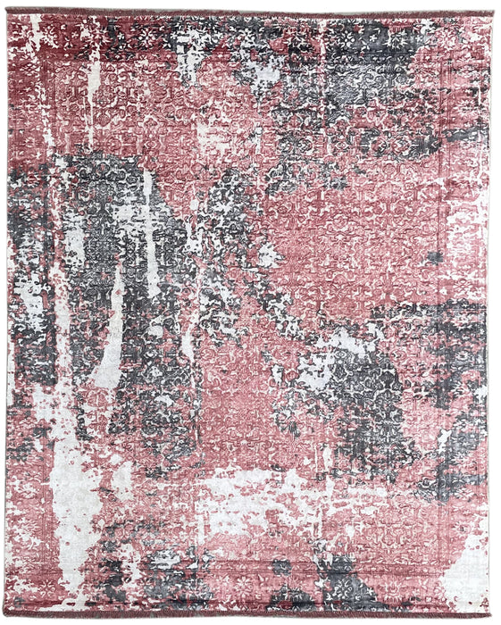 EORC Ivory/Red Hand Knotted Wool Rug