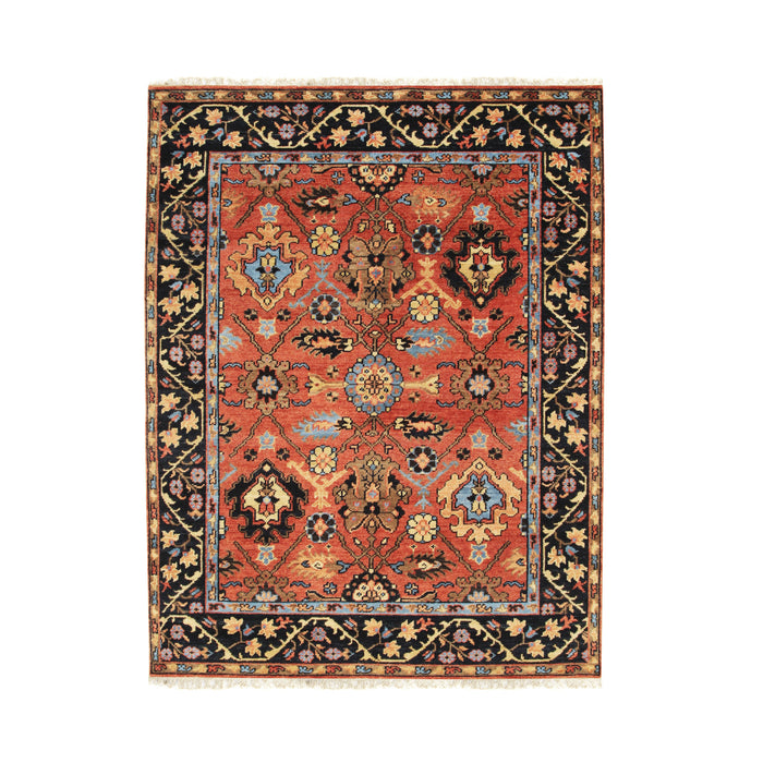 EORC Rust/Navy Hand Knotted Wool Knot Rug