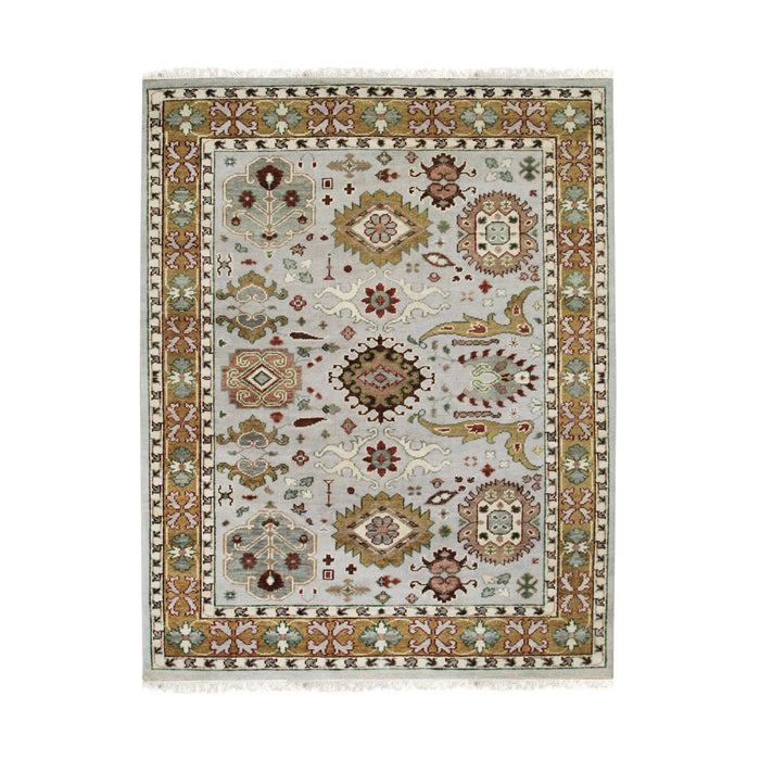 EORC Gray/Gold Hand Knotted Wool Knot Rug