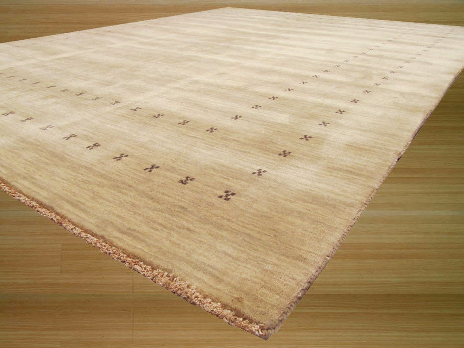 EORC Handmade Wool Beige Traditional Solid Lori Baft Rug