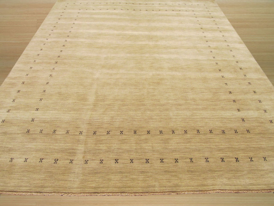 EORC Handmade Wool Beige Traditional Solid Lori Baft Rug