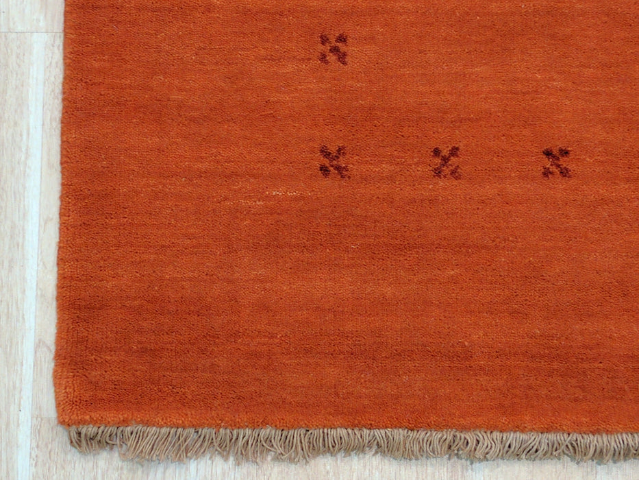 EORC Handmade Wool Orange Traditional Solid Lori Baft Rug