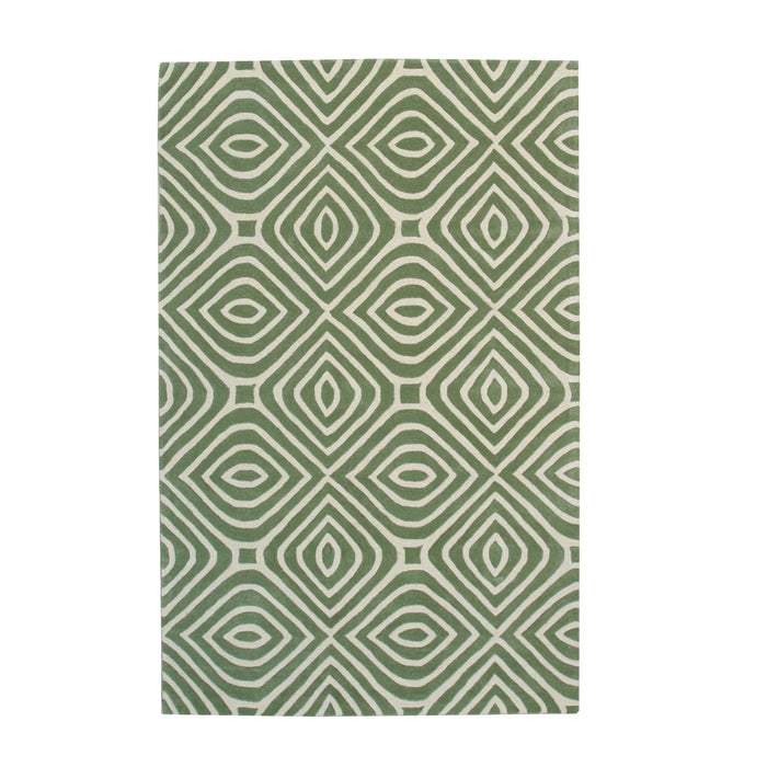 EORC Light Green Hand-Tufted Wool Stripes Rug