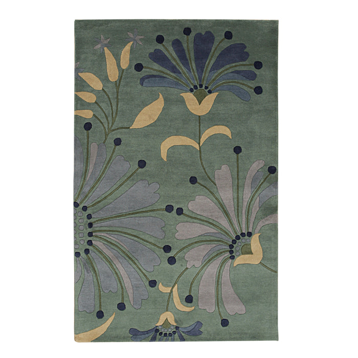 EORC Light Green Hand-Tufted Wool Tufted Rug