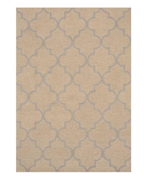 EORC Hand-tufted Wool Beige Traditional Trellis Moroccan Rug