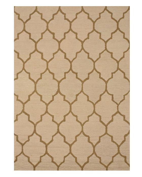 EORC Hand-tufted Wool Light Beige Traditional Trellis Moroccan Rug