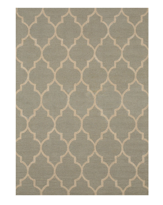 EORC Hand-tufted Wool Light Green Traditional Trellis Moroccan Rug