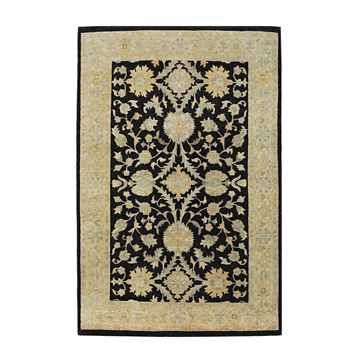 EORC Black Hand Knotted Wool Agra Rug