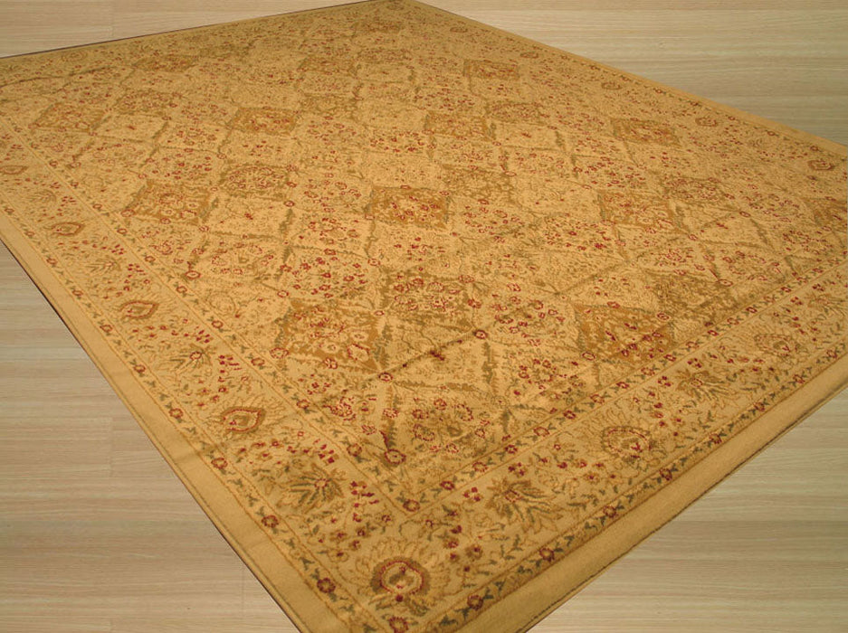 EORC Ivory Traditional Oriental Panel Kashmir Rug