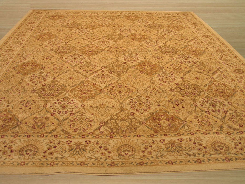 EORC Ivory Traditional Oriental Panel Kashmir Rug