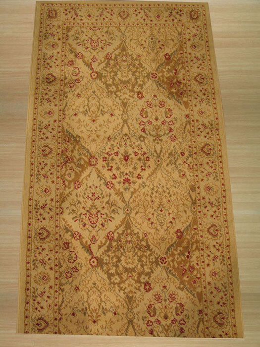 EORC Ivory Traditional Oriental Panel Kashmir Rug