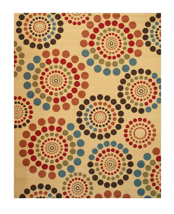 EORC Ivory Transitional Abstract Bubbles Rug