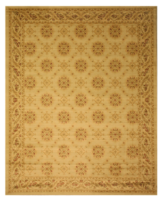 EORC Beige Transitional Floral English Garden Trellis Rug