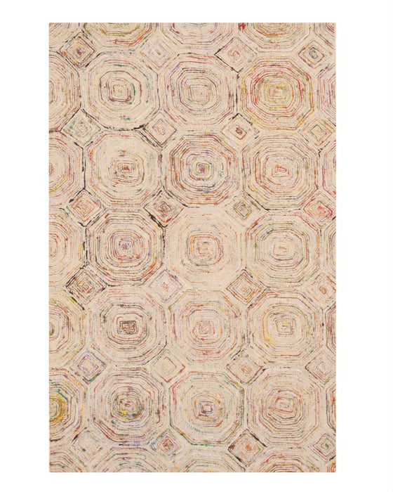 EORC Handmade Ivory Contemporary Geometric Carla Rug