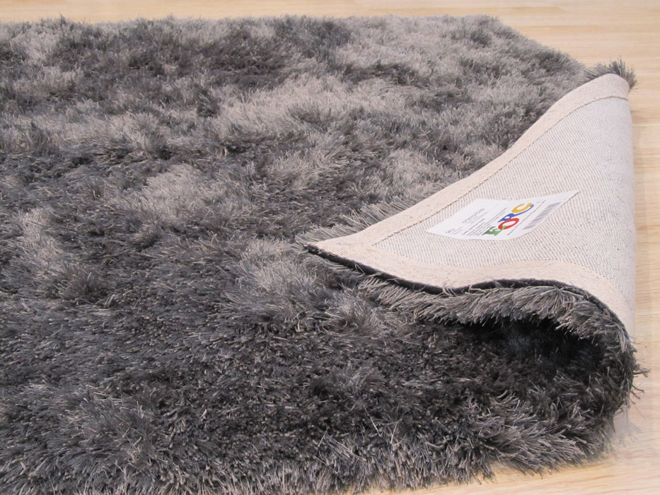 EORC Handmade Gray Solid London Shag Rug