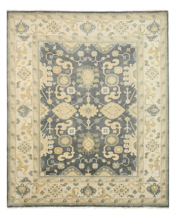 EORC Hand-knotted Wool Blue Traditional Oriental Oushak Rug