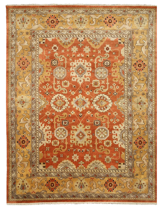 EORC Hand-knotted Wool Rust Traditional Oriental Oushak Rug