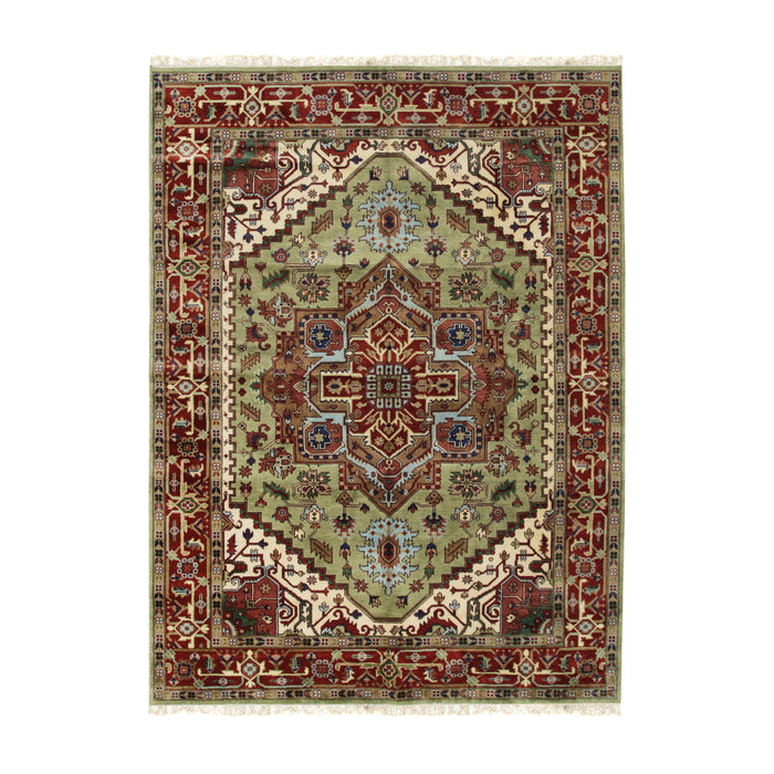 EORC Green Hand Knotted Wool Classic Weave Rug
