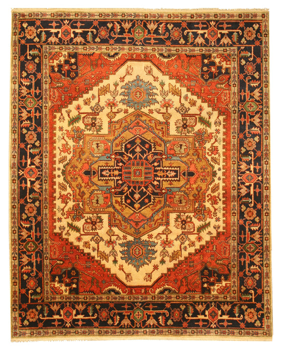 EORC Hand-knotted Wool Ivory Traditional Oriental Serapi Rug