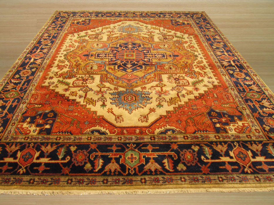 EORC Hand-knotted Wool Ivory Traditional Oriental Serapi Rug