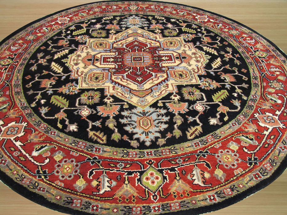 EORC Hand-knotted Wool Navy Traditional Oriental Serapi Rug