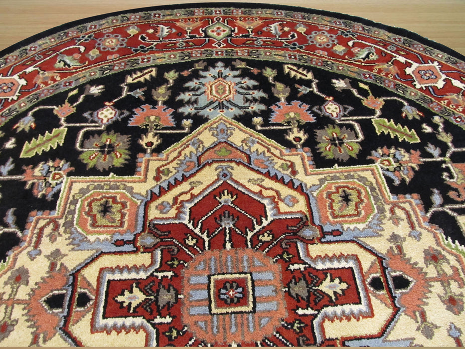 EORC Hand-knotted Wool Navy Traditional Oriental Serapi Rug