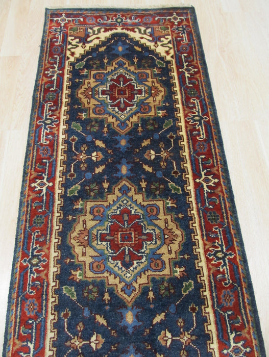 EORC Hand-knotted Wool Navy Traditional Oriental Serapi Rug