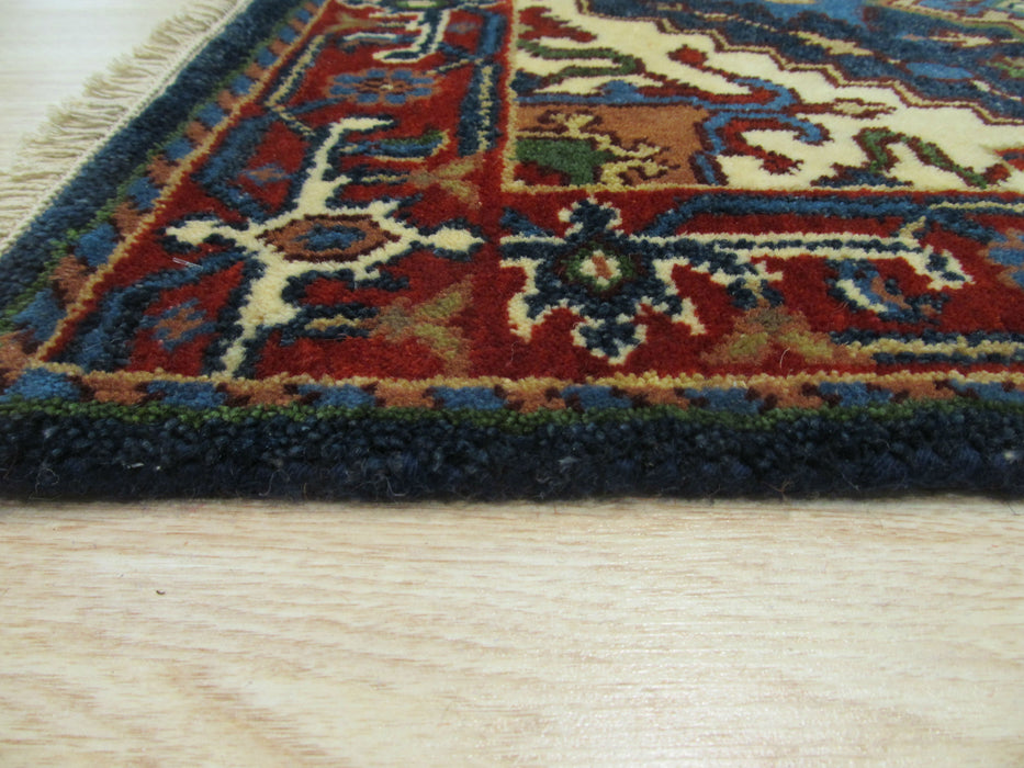 EORC Hand-knotted Wool Navy Traditional Oriental Serapi Rug