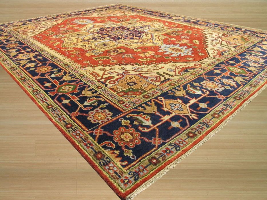 EORC Hand-knotted Wool Rust Traditional Oriental Serapi Rug