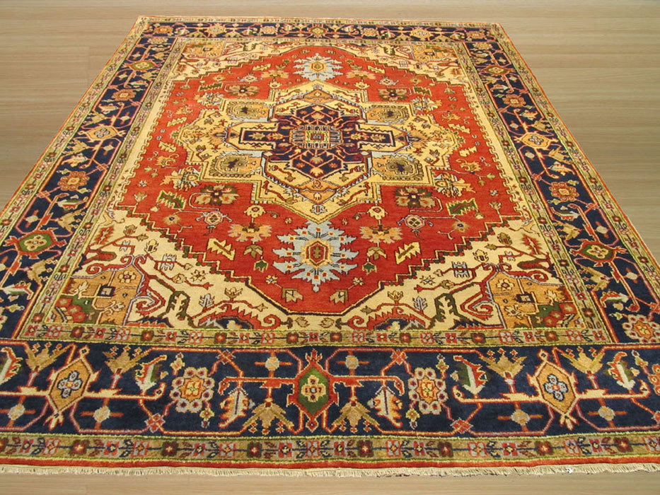 EORC Hand-knotted Wool Rust Traditional Oriental Serapi Rug