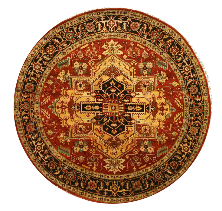 EORC Hand-knotted Wool Rust Traditional Geometric Serapi Rug