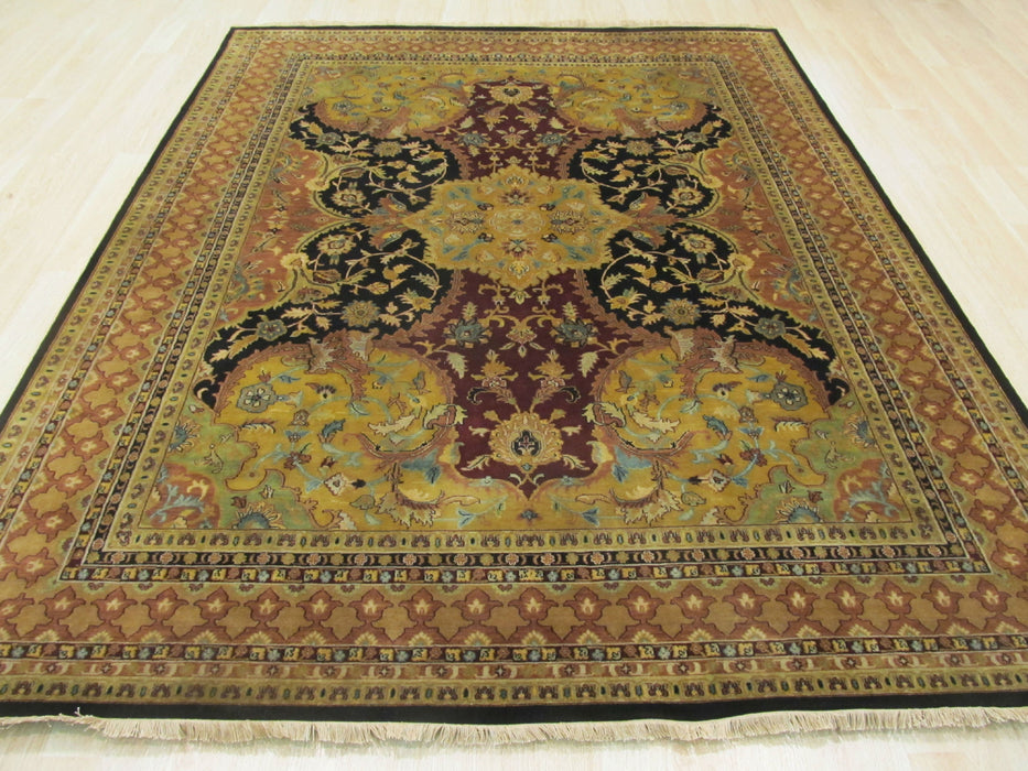 EORC Hand-knotted New Zealand Wool Black Transitional Oriental Polonaise Rug