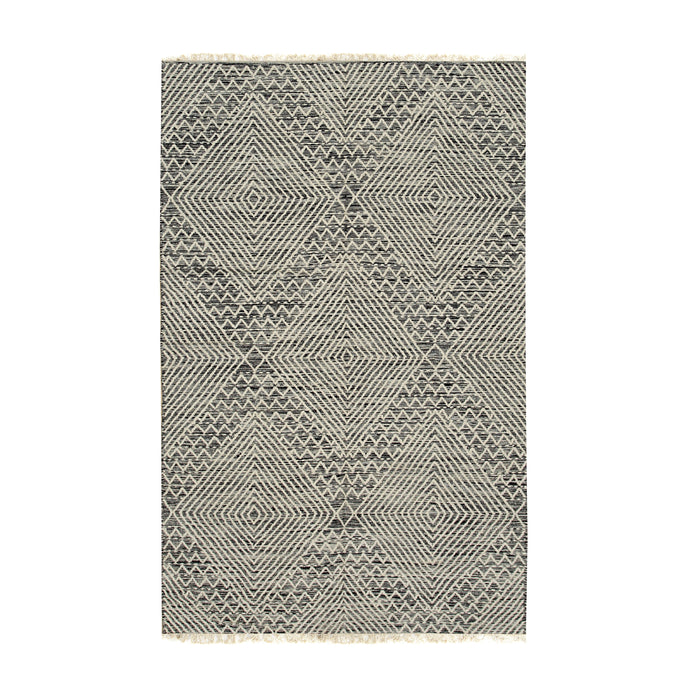 EORC Black Handwoven Wool Punja Kilim Rug