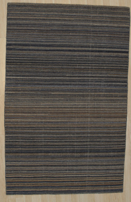 EORC Gray Handwoven  Reversible Striped Flatweave Rug