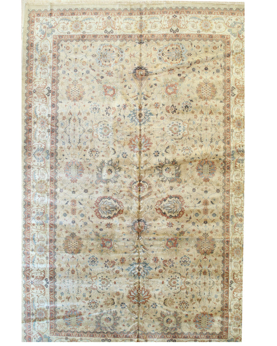 EORC Beige Hand Knotted Wool Agra Rug