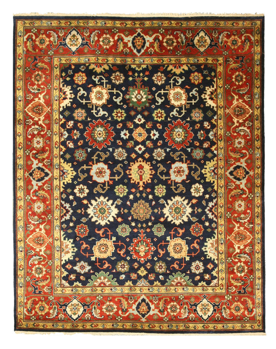 EORC Hand-knotted Wool Navy Traditional Oriental Super Mahal Rug