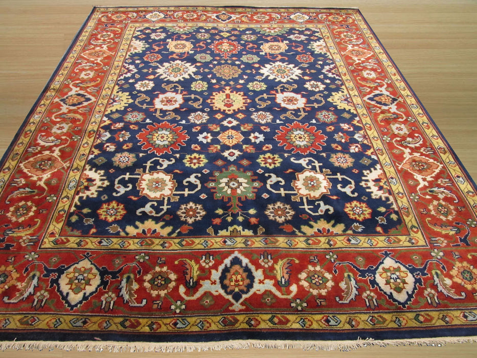 EORC Hand-knotted Wool Navy Traditional Oriental Super Mahal Rug