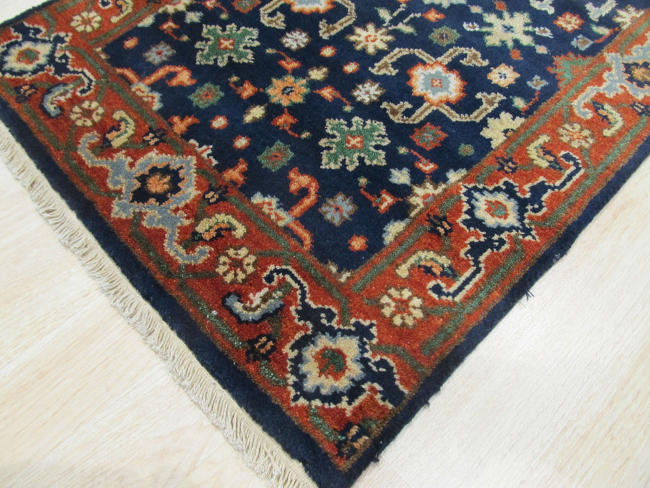 EORC Hand-knotted Wool Navy Traditional Oriental Super Mahal Rug