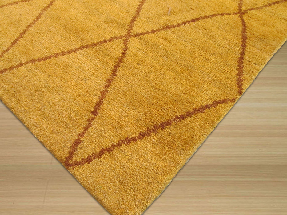 EORC Hand-knotted Wool Gold Transitional Trellis Moroccan Rug