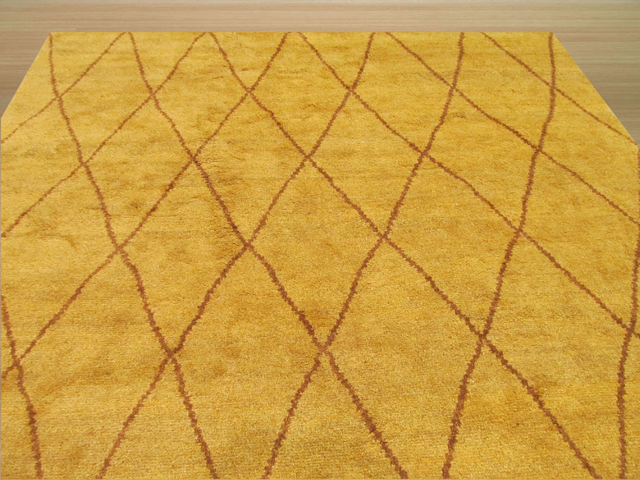 EORC Hand-knotted Wool Gold Transitional Trellis Moroccan Rug