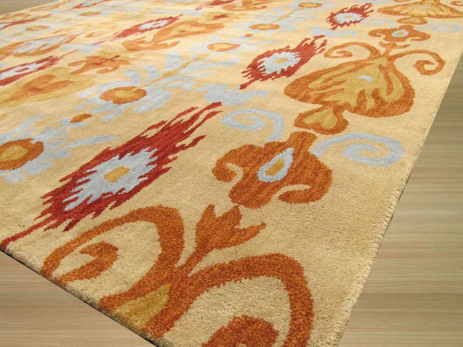 EORC Hand-tufted Wool Beige Transitional Abstract Ikat Rug