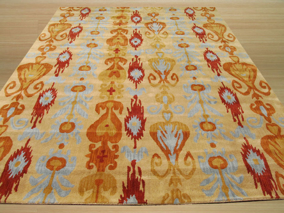 EORC Hand-tufted Wool Beige Transitional Abstract Ikat Rug