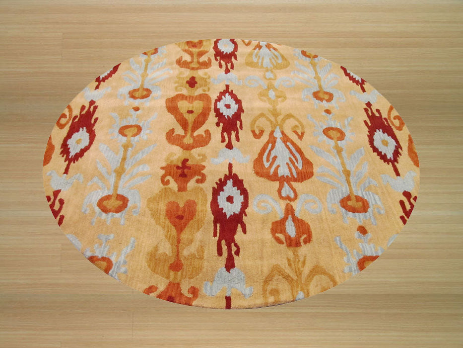 EORC Hand-tufted Wool Beige Transitional Abstract Ikat Rug