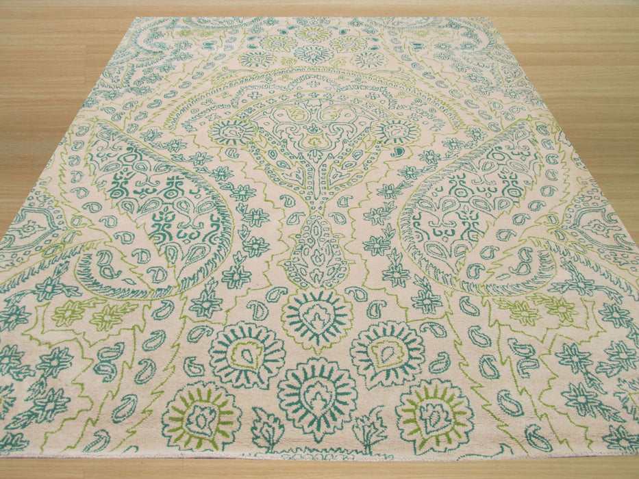 EORC Hand-tufted wool Ivory Transitional Paisley Jain Rug