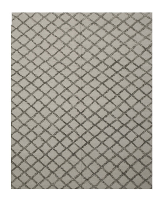 EORC Handwoven Wool & Viscose Silver Transitional Trellis Marakesh Trellis Rug