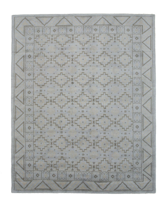 EORC Hand-knotted Wool Gray Traditional Geometric Sivas Rug